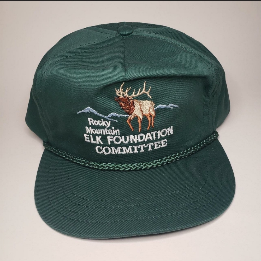 ***Sold 7-14*Vintage Green Rocky Mountain Elk Foundation Committee Strapback Hat